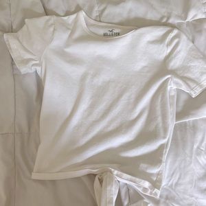 White tie back baby tee